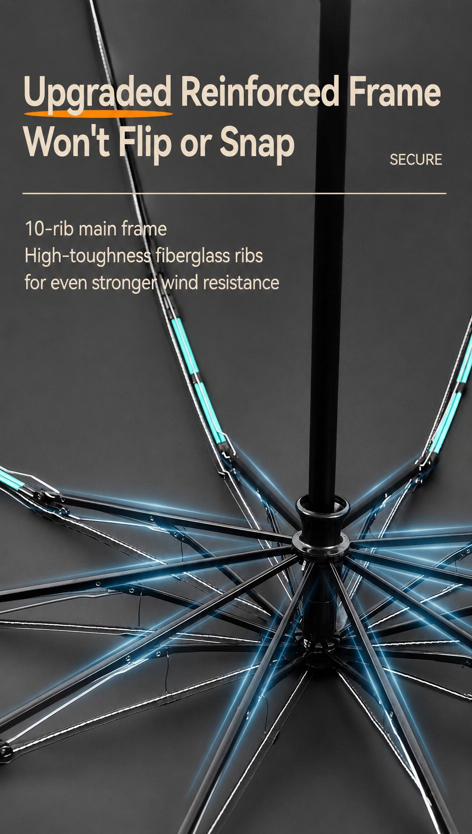 StormGuard Reverse Umbrella – Wind-Resistant Automatic Folding Umbrella with Reflective Trim & UV-Blocking Coating