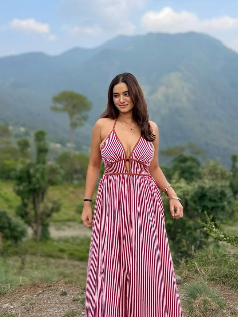 Leora Striped Maxi Dress