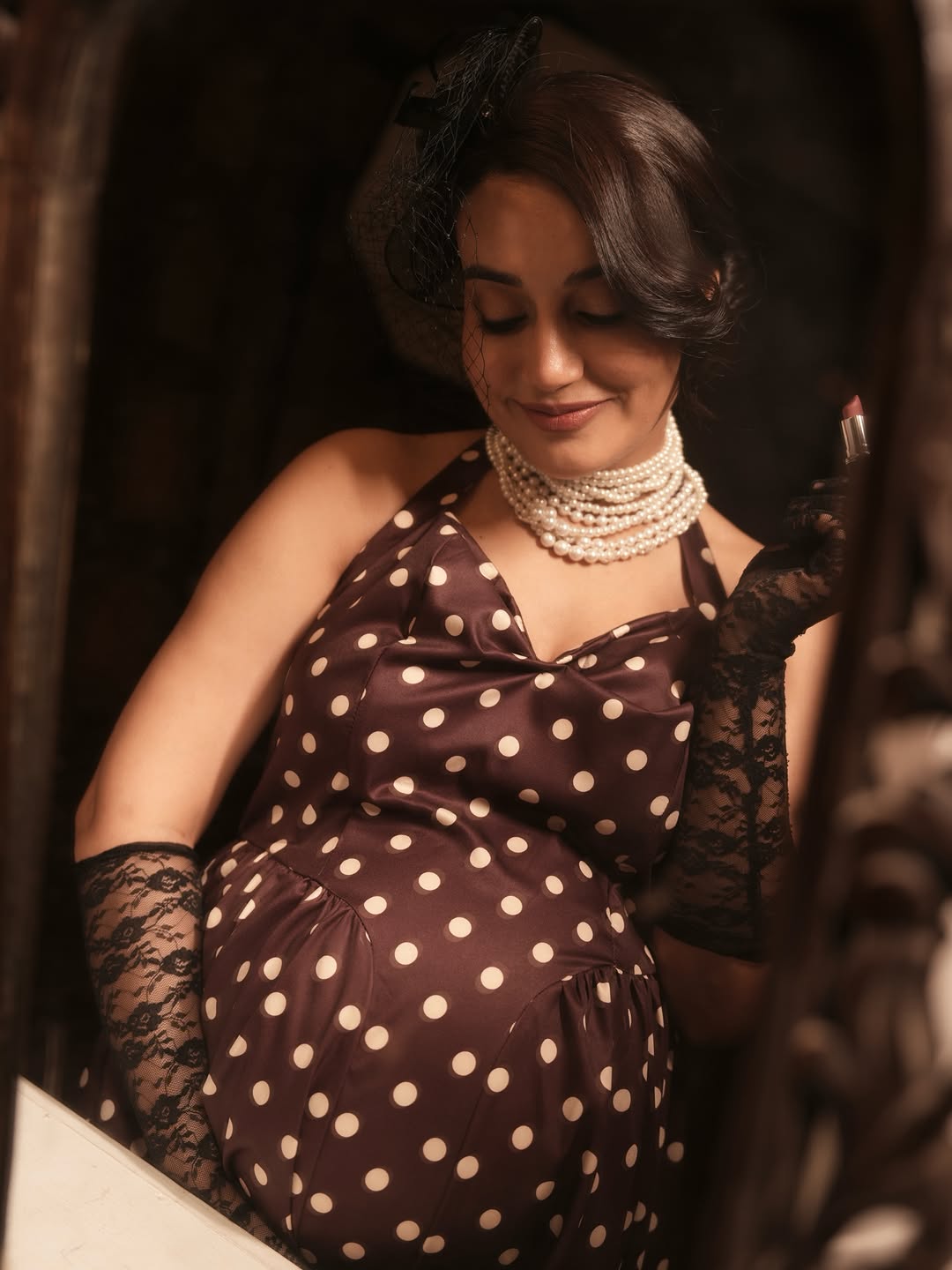 Inaya Drop Waist Polka Maxi Dress