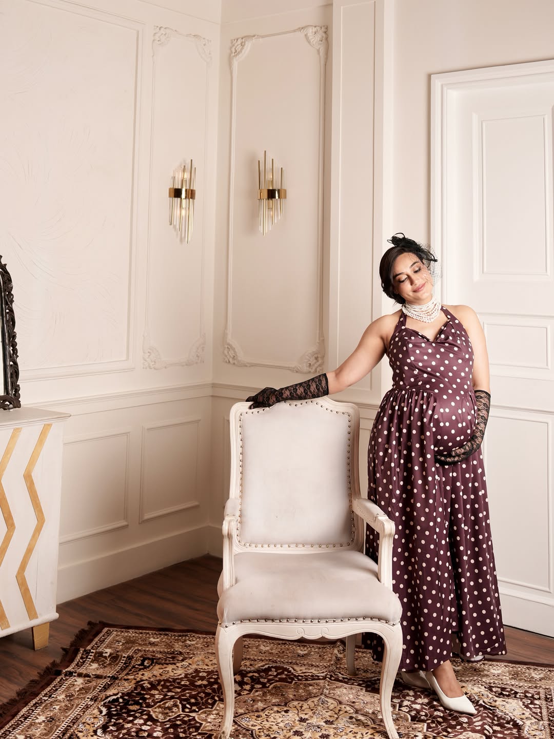 Inaya Drop Waist Polka Maxi Dress