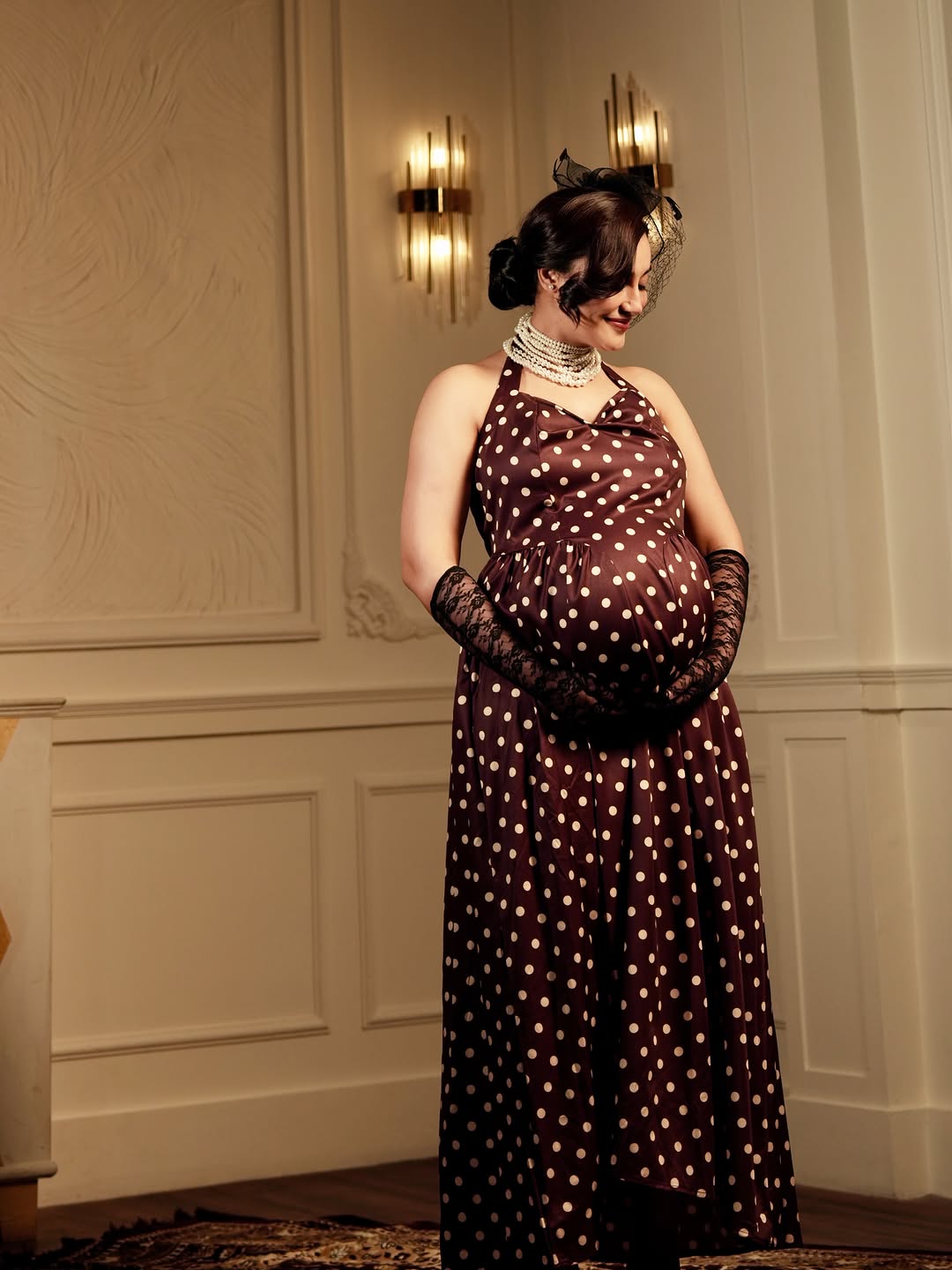 Inaya Drop Waist Polka Maxi Dress