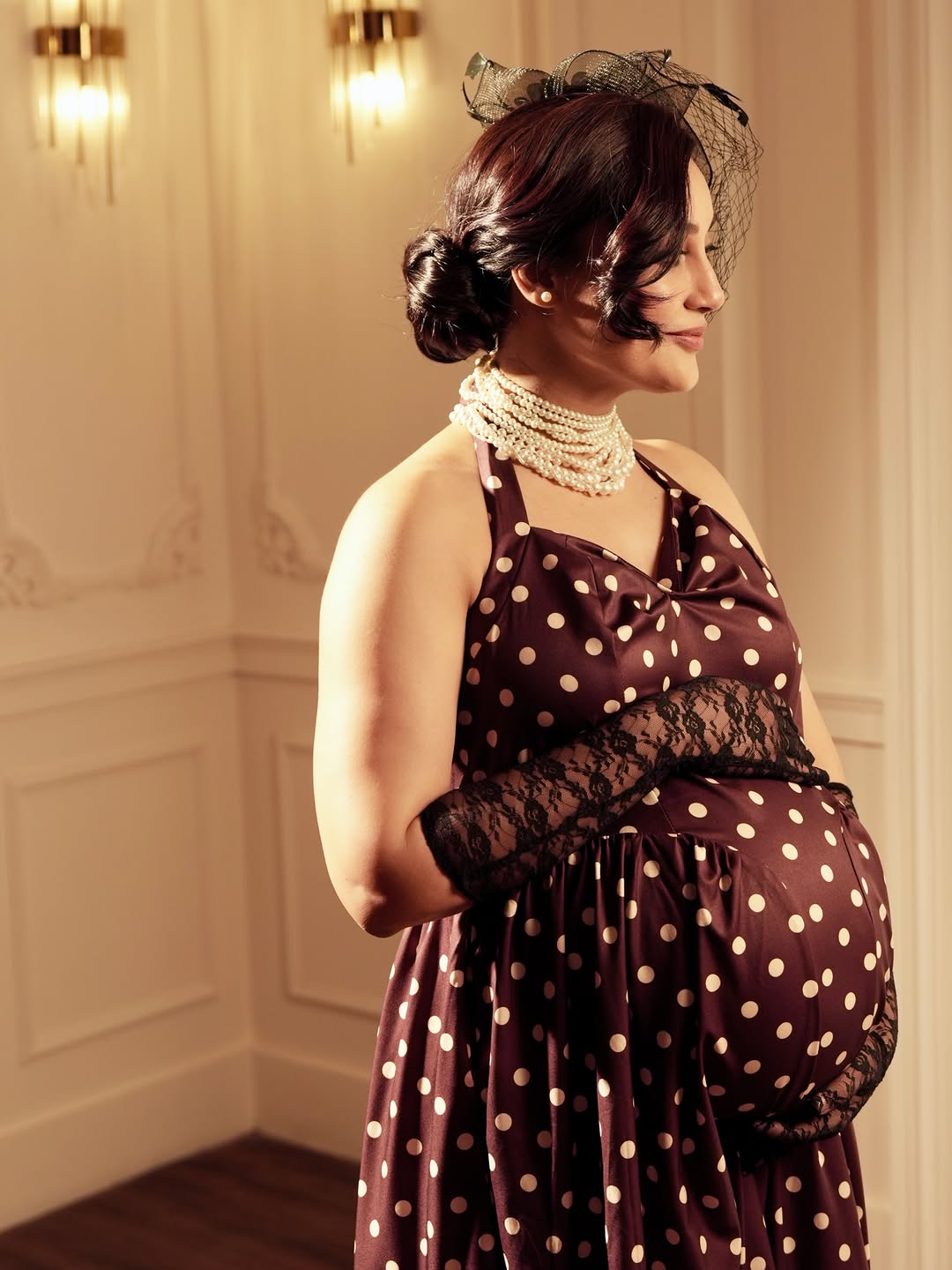 Inaya Drop Waist Polka Maxi Dress