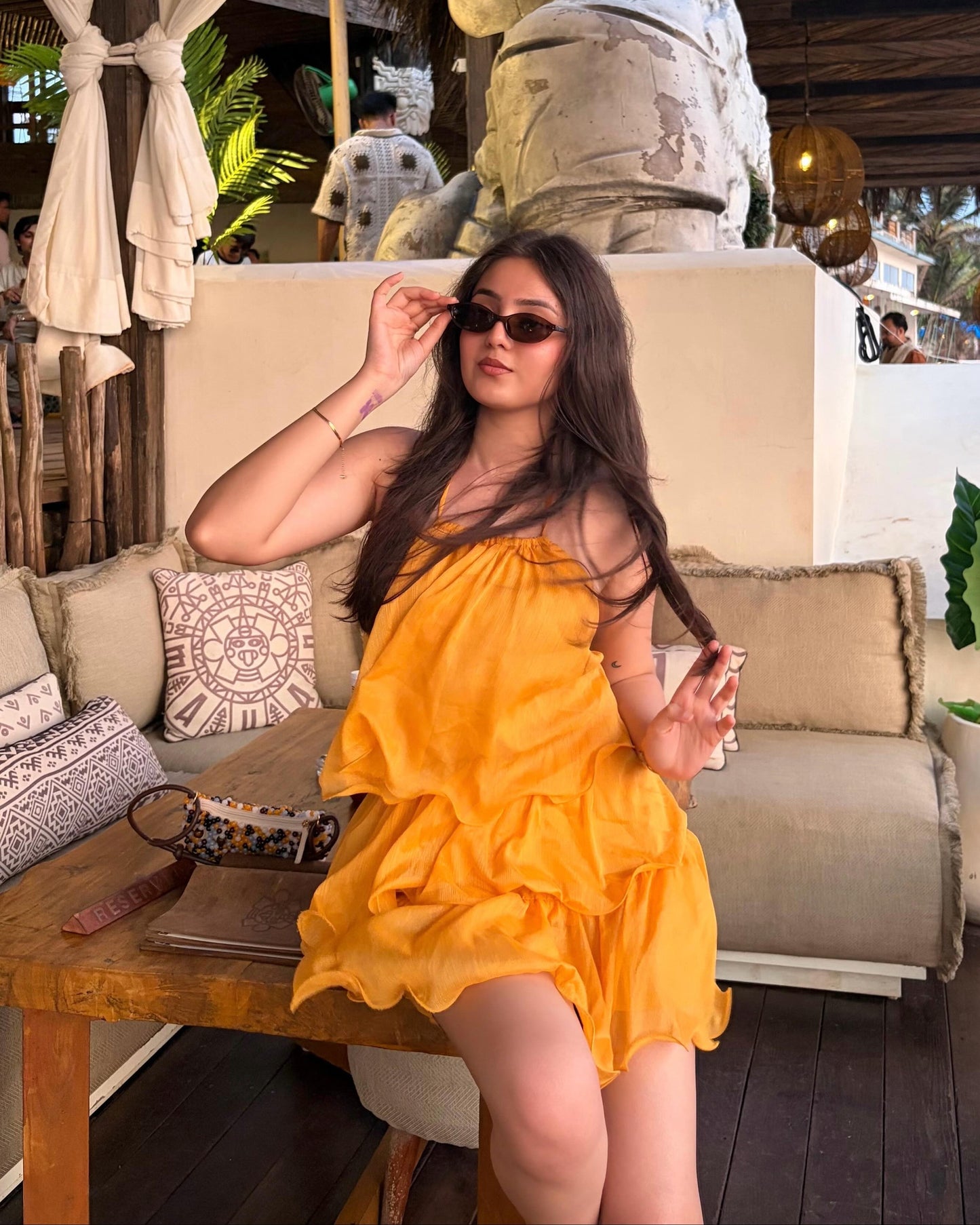 Adela Halterneck Ruffle Mini Dress