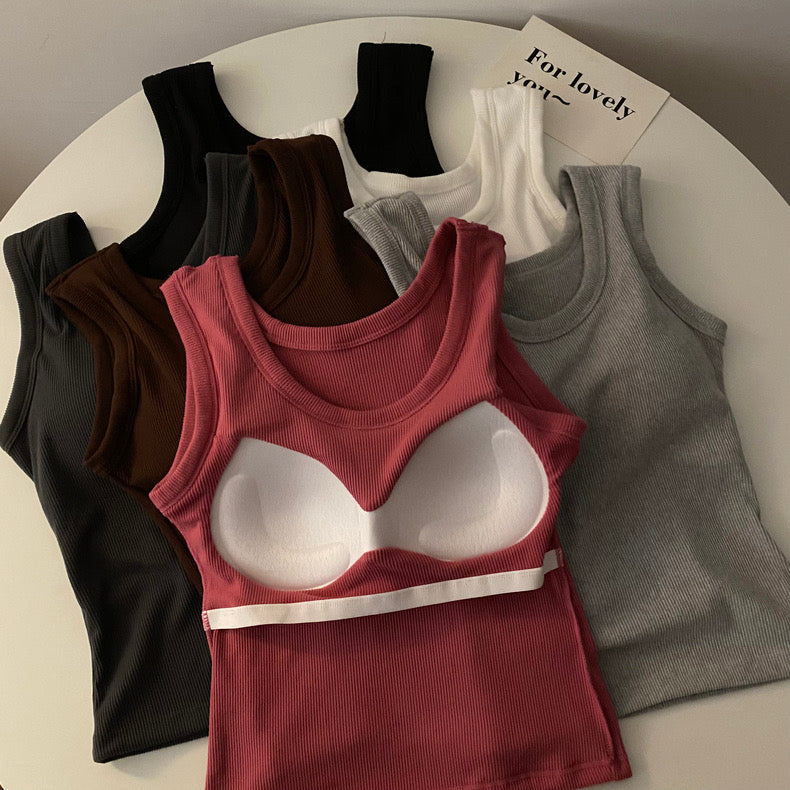 Stormie Tank Tops with Inbuilt Bra In White