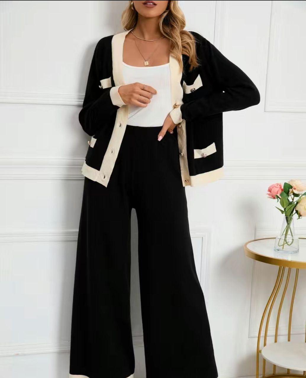 Payton Woollen Coord Set In Black