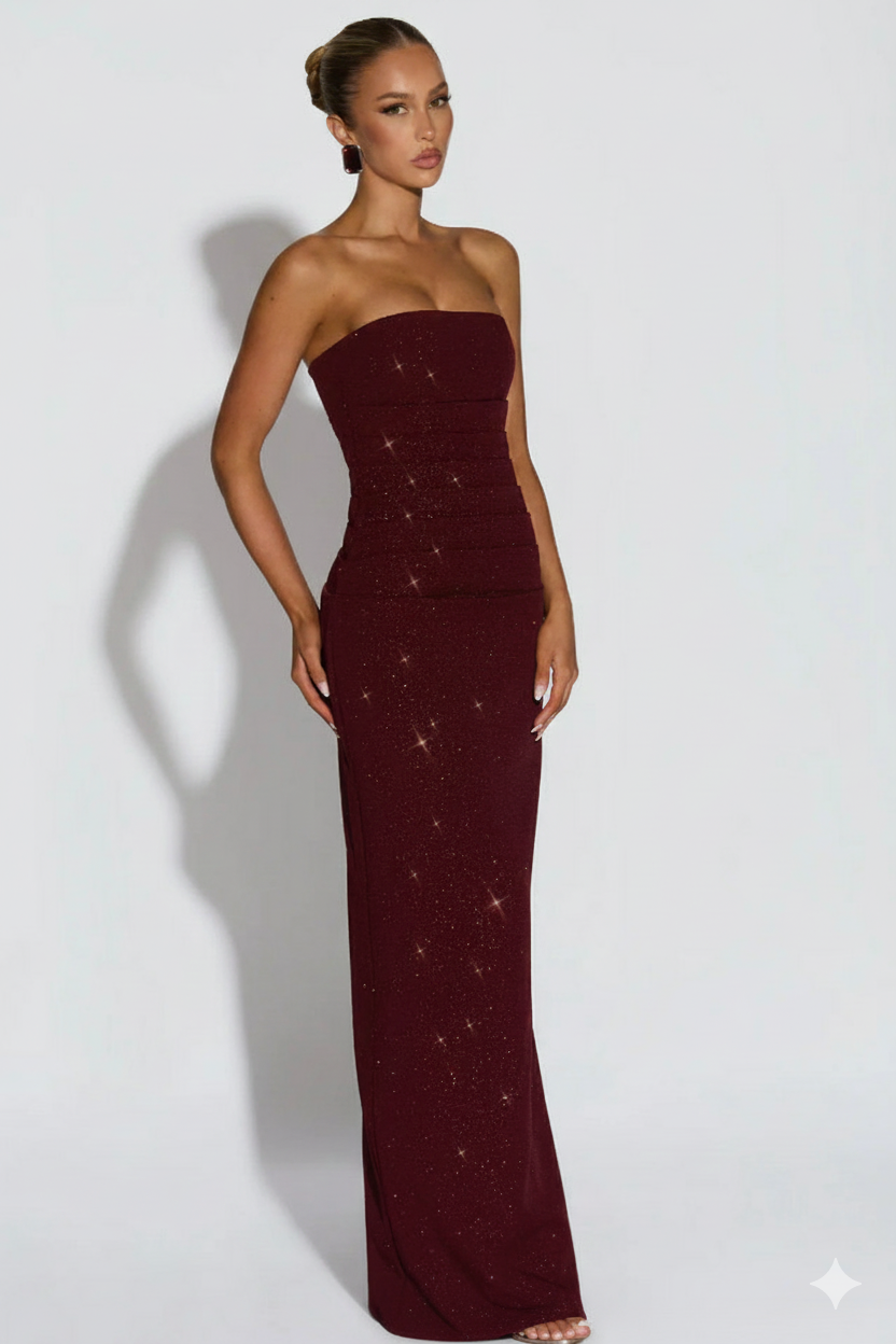 Marisa Shimmer Maxi Dress With Scarf
