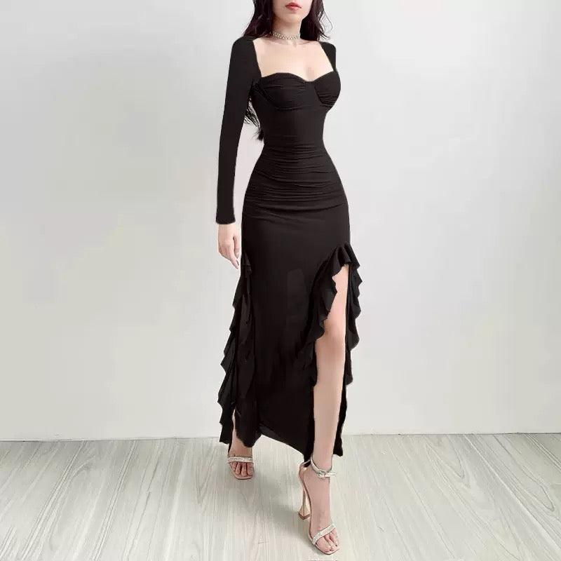 Lolita Ruffled Bodycon Maxi Dress