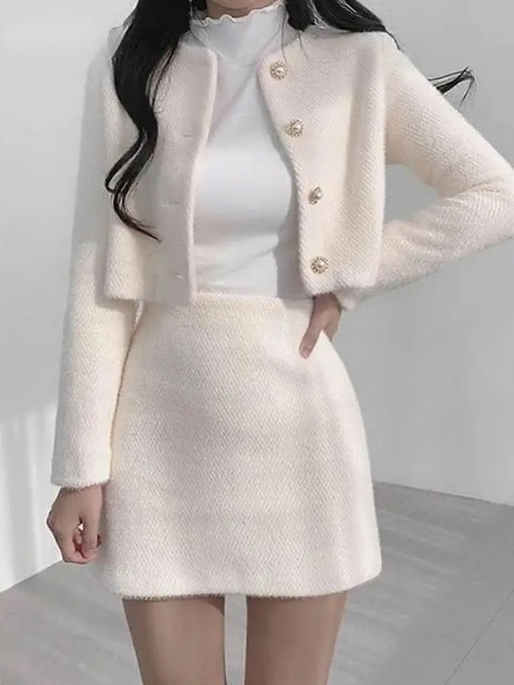 Cressida Premium Tweed 2 Pc Set In Beige