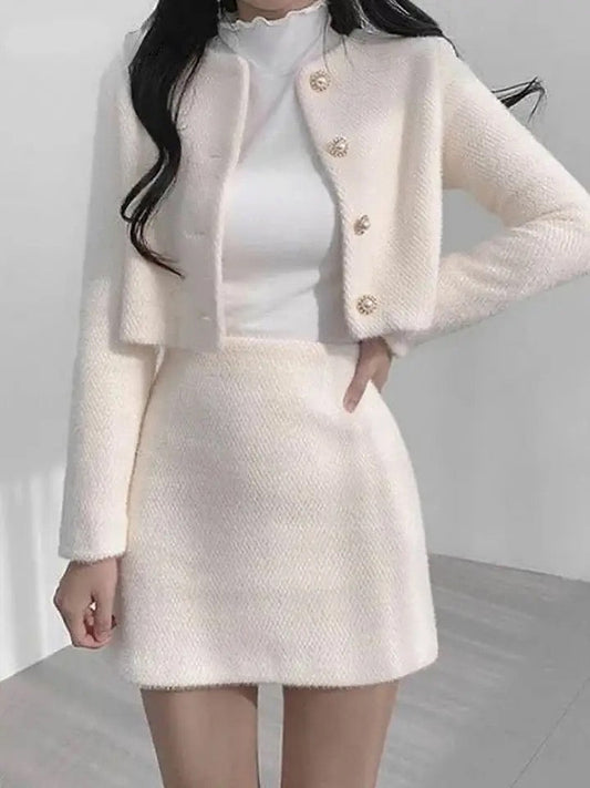 Cressida Premium Tweed 2 Pc Set In Beige
