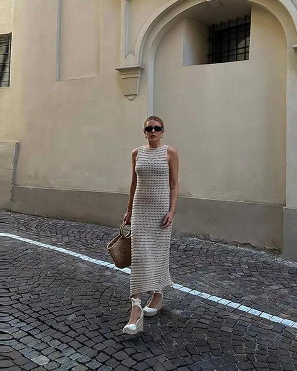 Rubeza Resortwear Soft Knit Dress In White