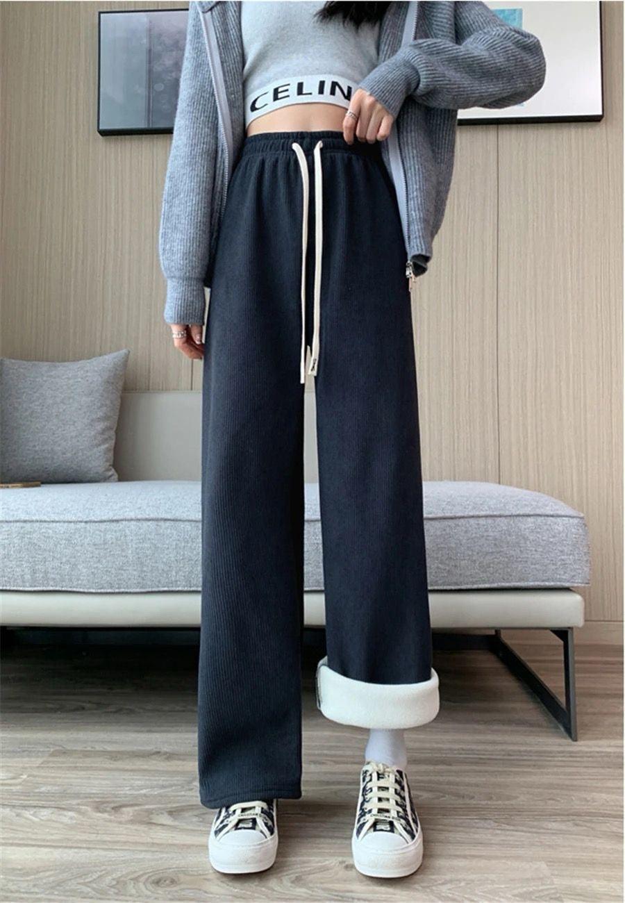 Marley Wide Leg Fleece Pants In Olive