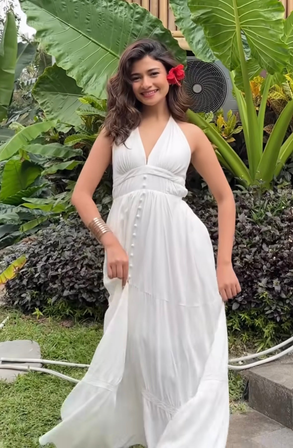 Pearl Boho Summer Maxi Dress In White