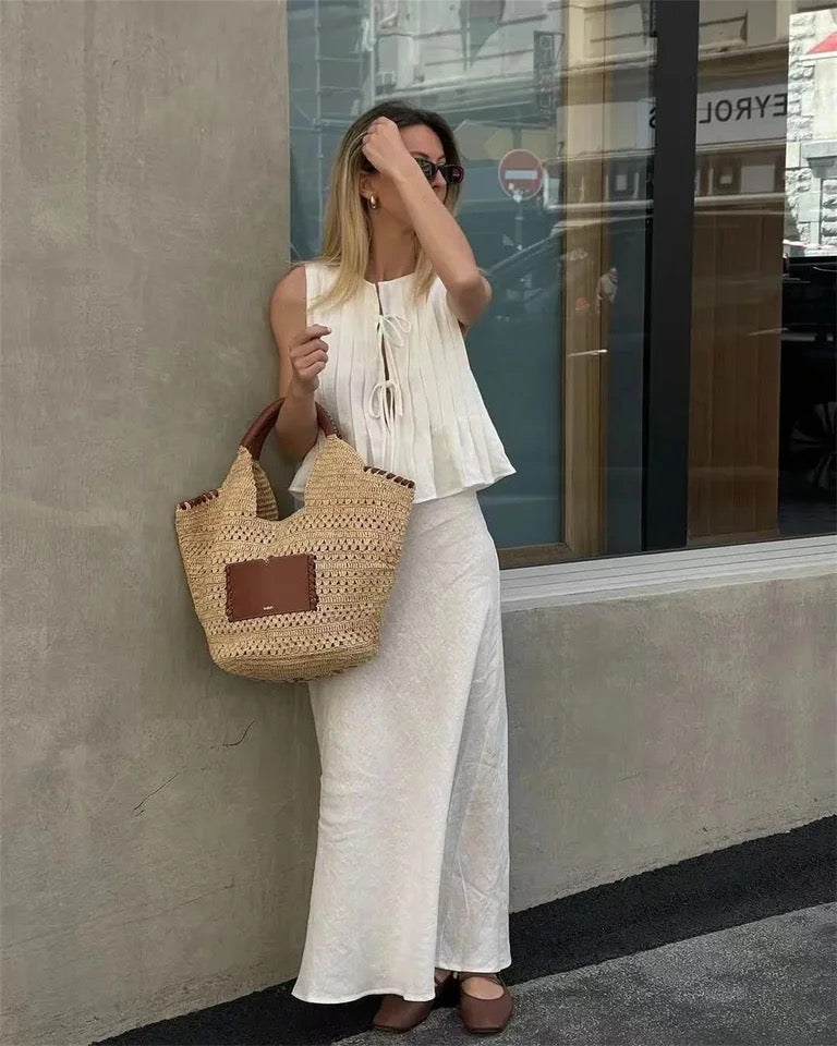 Miya Statement Vest Top with Skirt In White