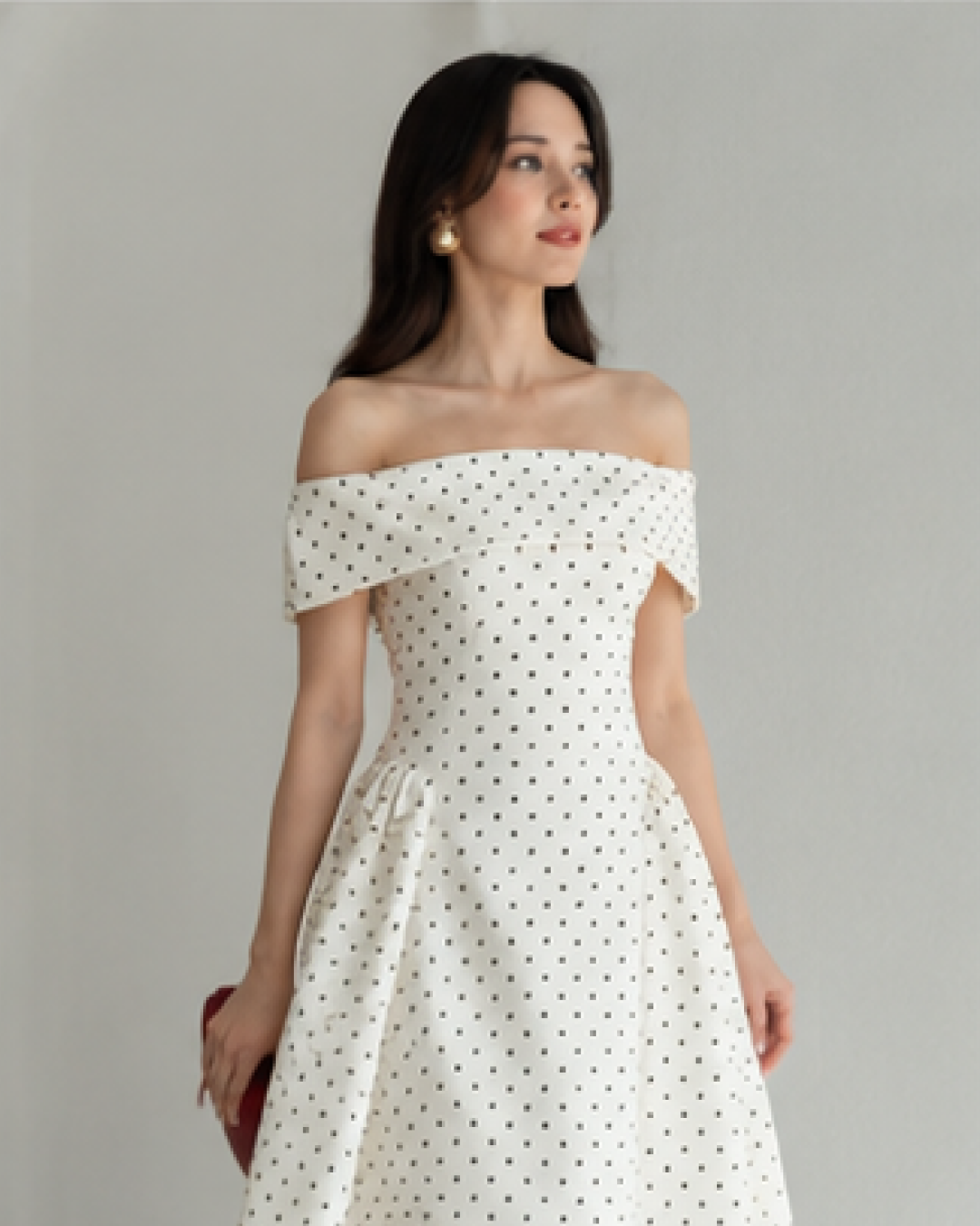 Giulia Drop Waist Polka Midi Dress