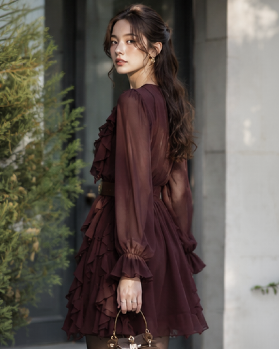 Kara Ruffle Mini Dress With Belt
