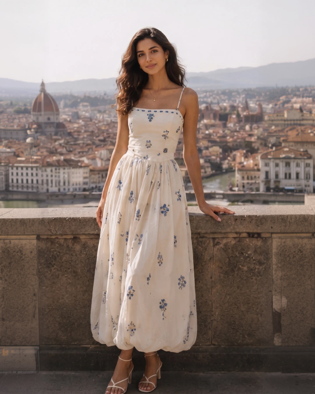 Alicia Printed Balloon Midi Dress