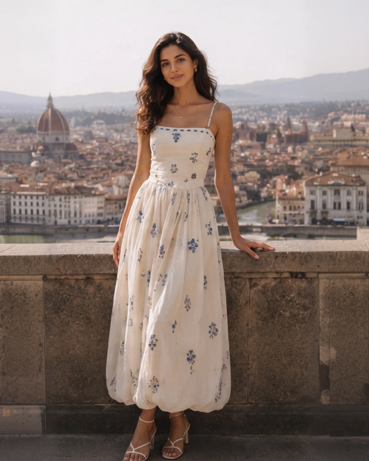 Alicia Printed Balloon Midi Dress