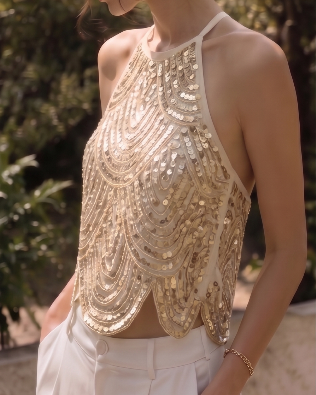 Camille Halterneck Sequin Top