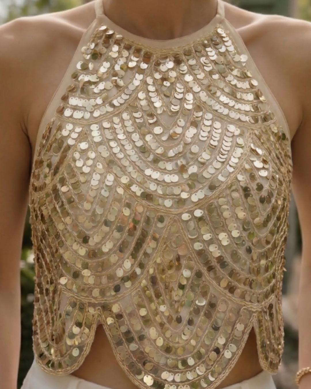 Camille Halterneck Sequin Top