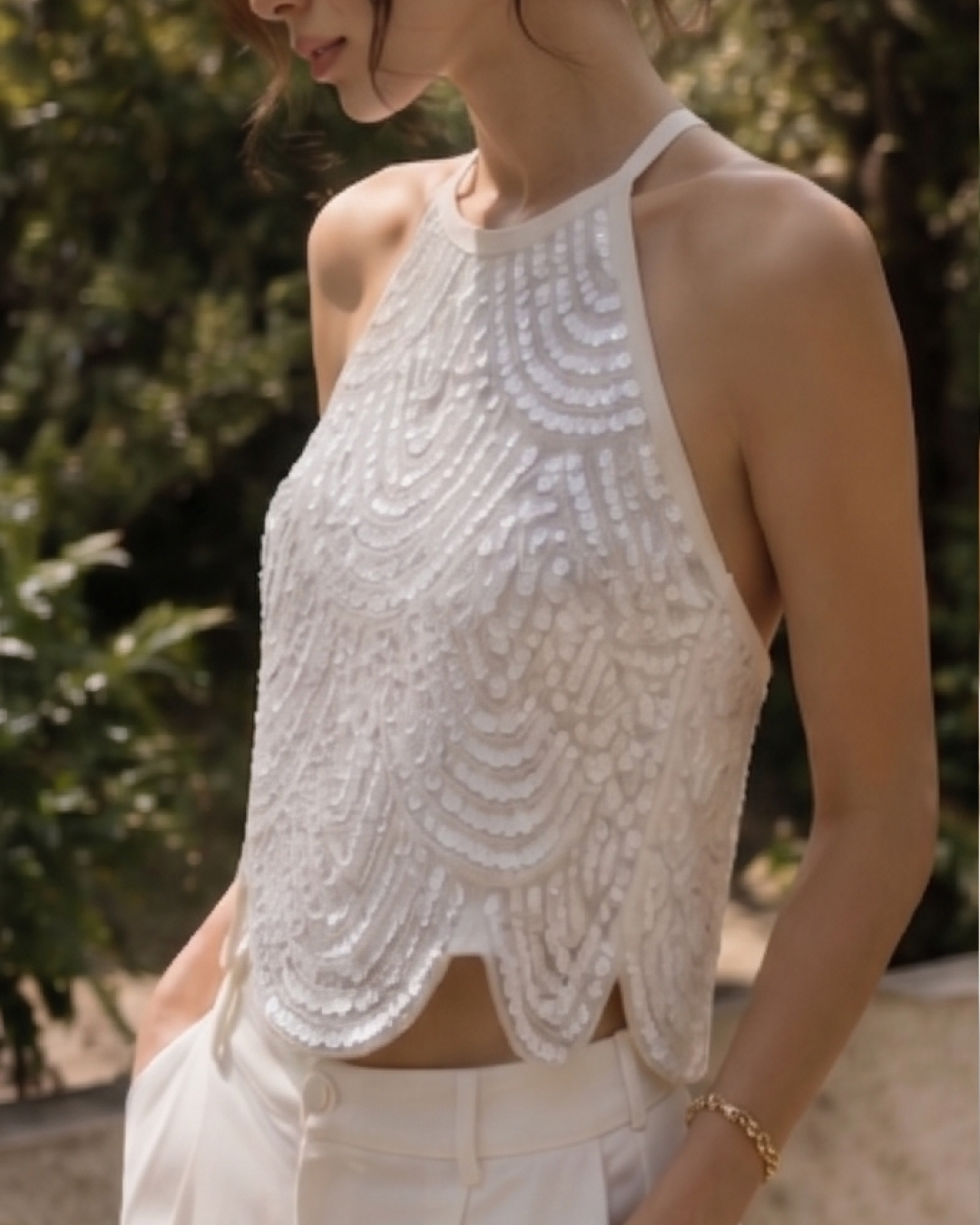Camille Halterneck Sequin Top