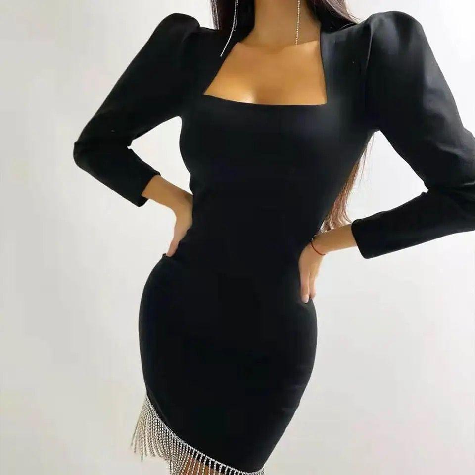 Alora Statement Embellished Dress In Black