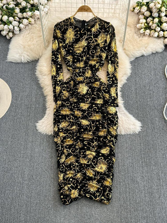 Amoura Statement Midi Bodycon Dress In Black