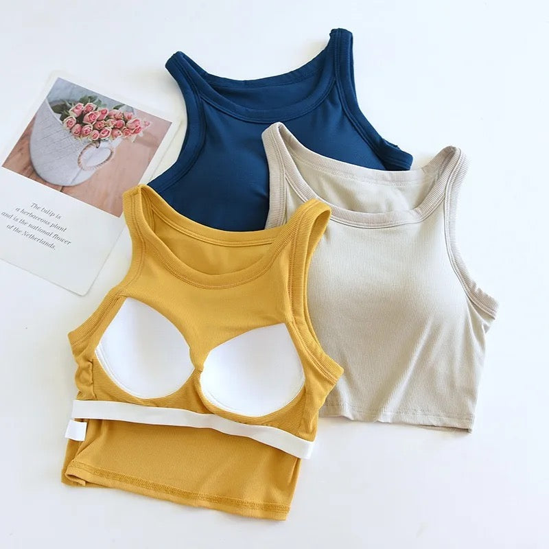 Amway Tank Tops with Inbuilt Bra In Yellow