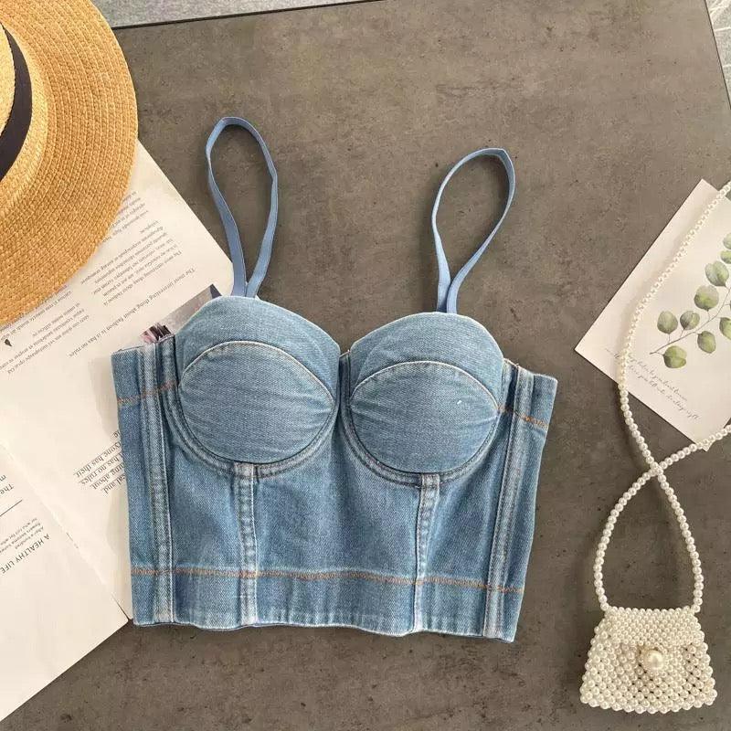 Aster Denim Bustier In Blue