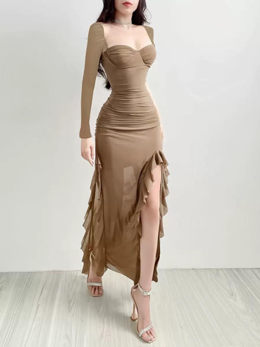 Lolita Ruffled Bodycon Maxi Dress