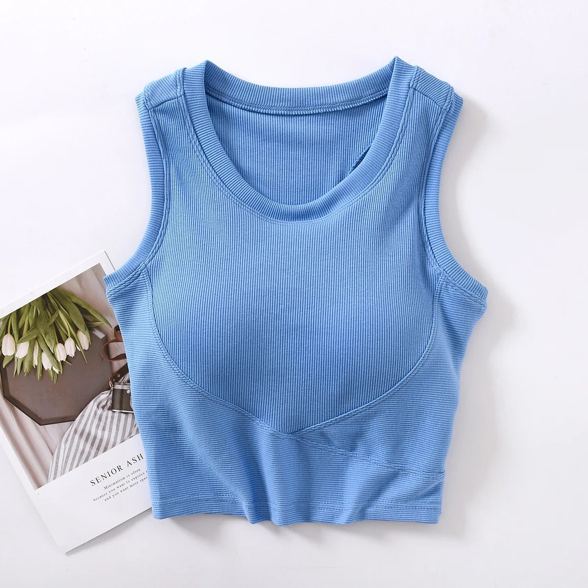 Baco Tank Tops with Inbuilt Bra In Pink