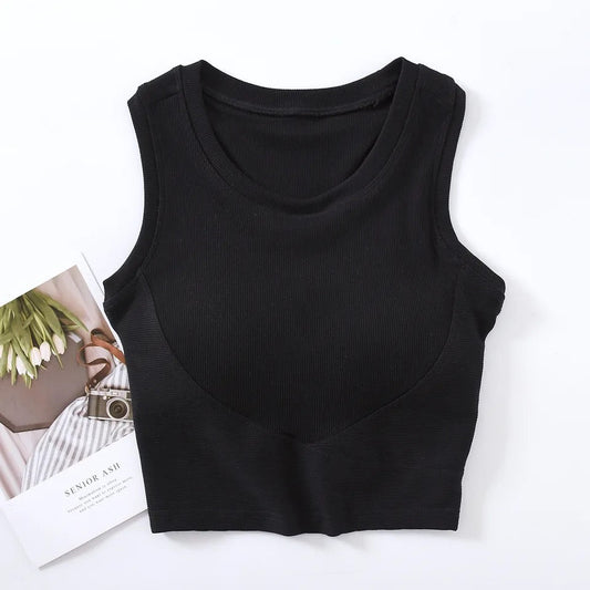 Baco Tank Tops with Inbuilt Bra In Black