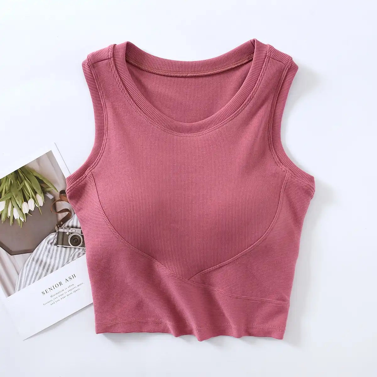 Baco Tank Tops with Inbuilt Bra In Blue