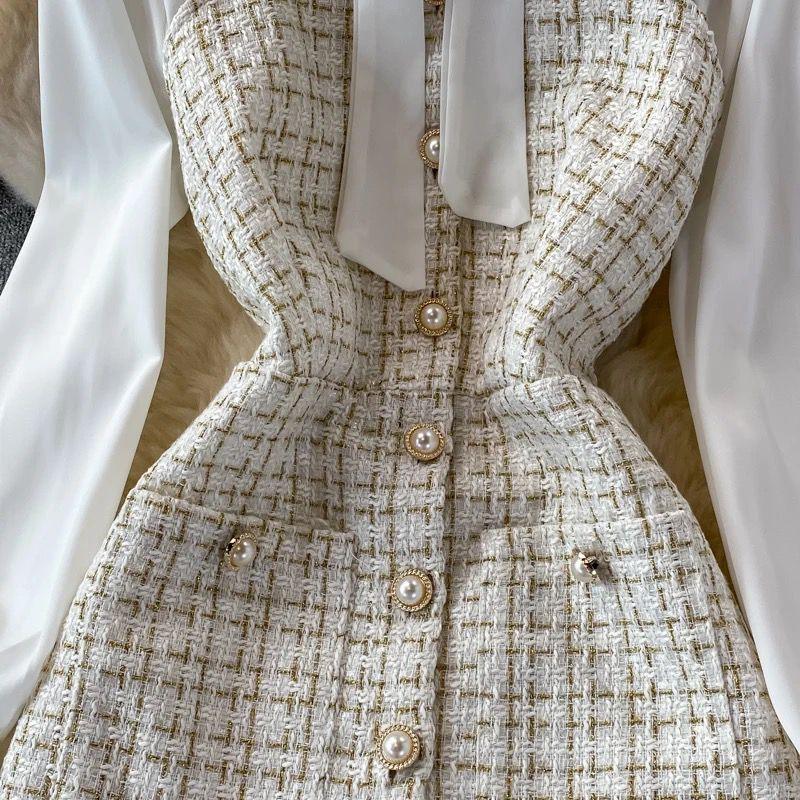 Barrow Tweed Dress In Beige