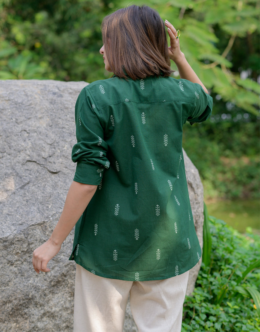 Basil Green Weave Shirt