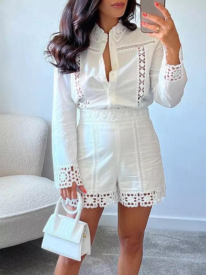 Bella Luxury Coord Set In White