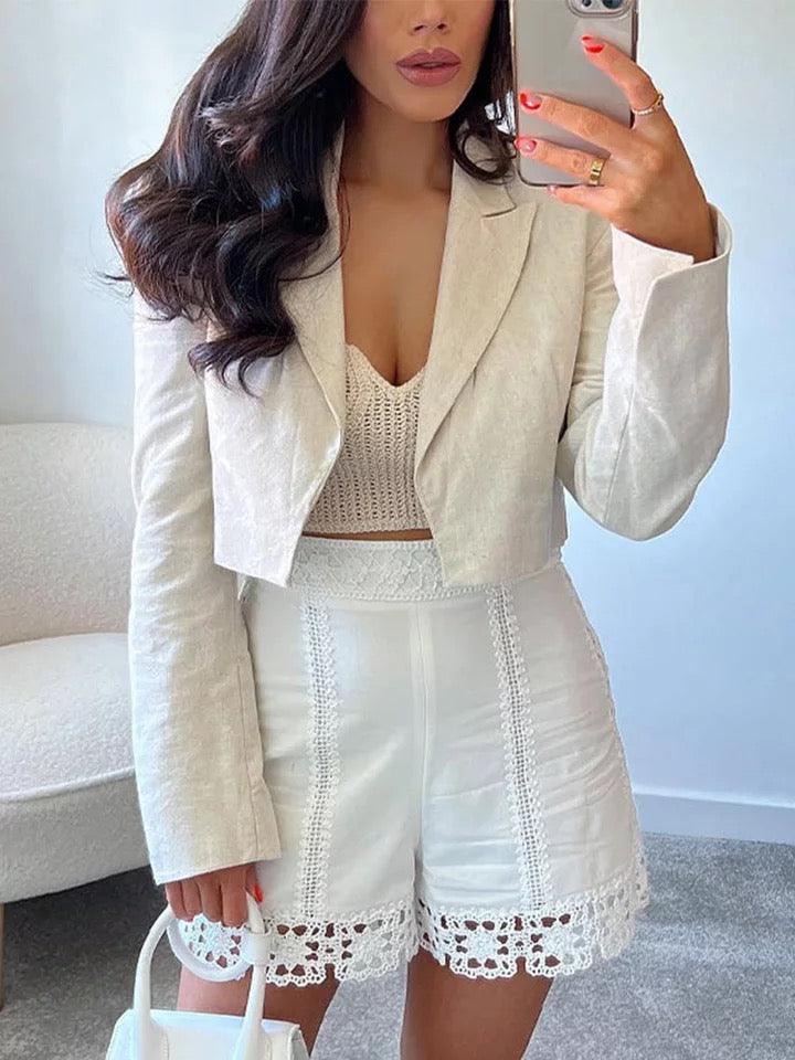 Bella Luxury Coord Set In White