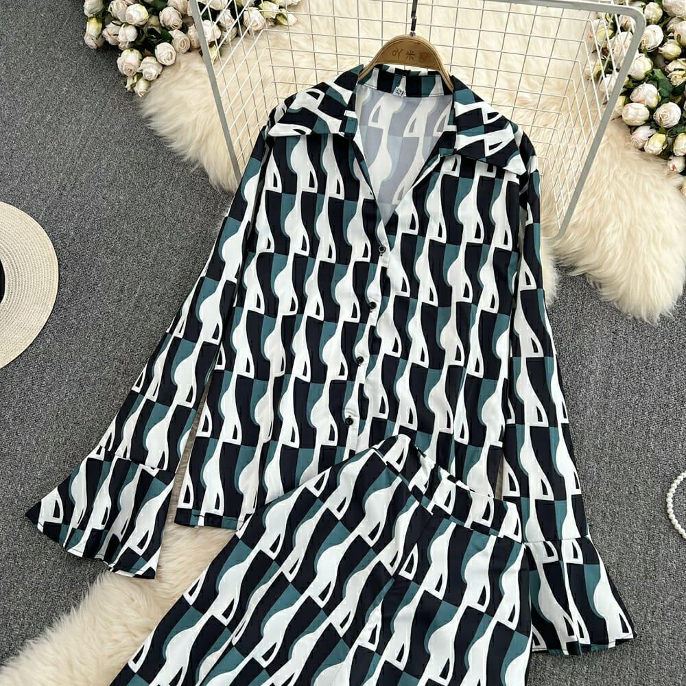 Ben Abstract Coord Set In Dark Green
