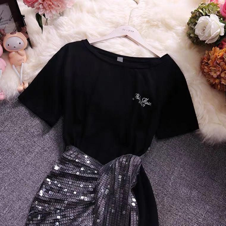 Bisco Sequined Knot Dress In Black