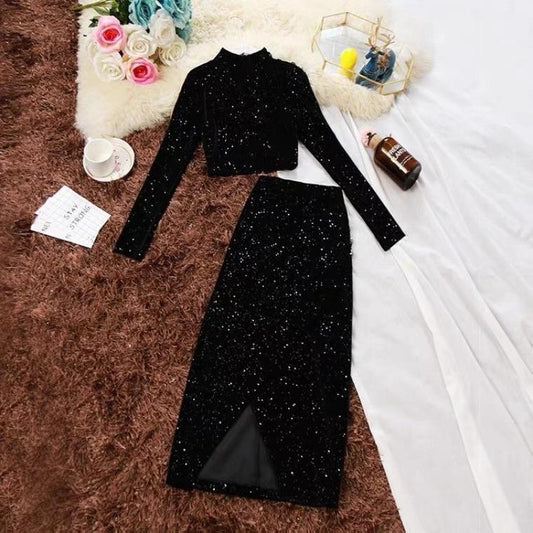 Blaiquey Turtle Neck Coordinates In Black