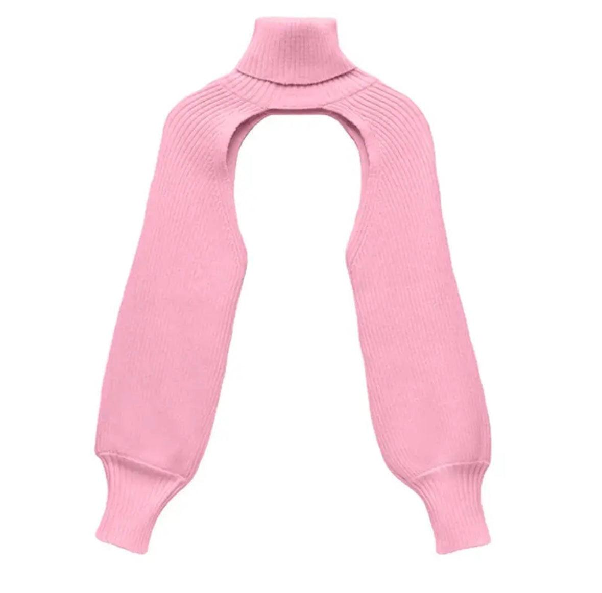 Blush Statement Cape Sweater In Pink