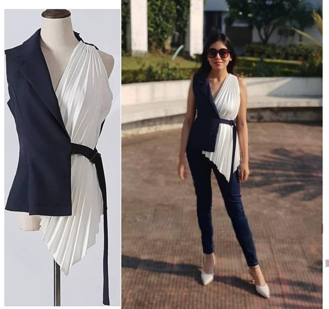 Bracello Half and Half Blouse In Black