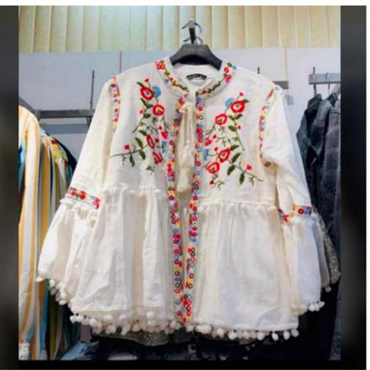 Brienne Tasseled Embroidered Blouse