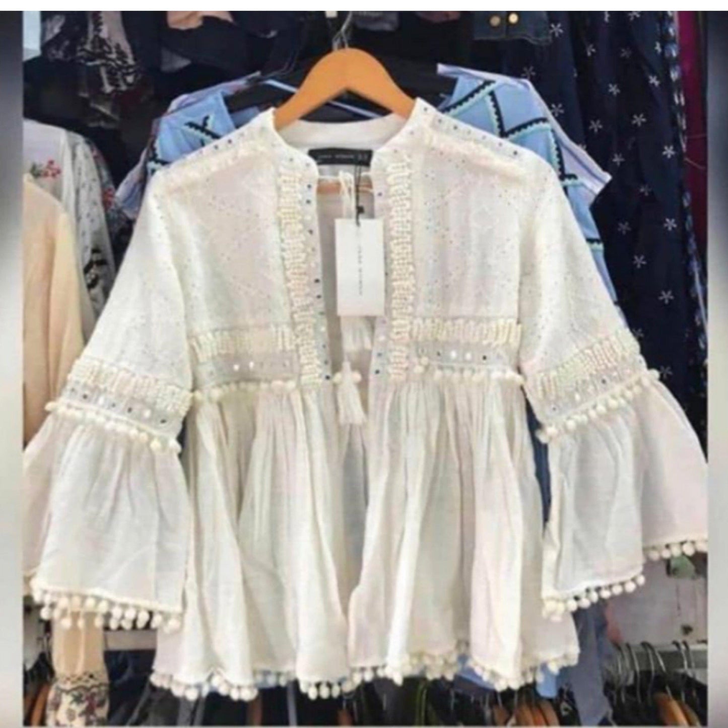 Brienne Tasseled Embroidered Blouse