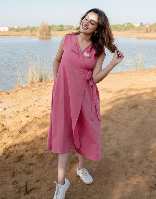 Bubblegum Pink Wrap Dress
