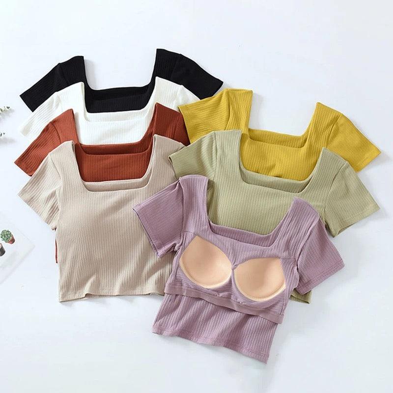 Levo Summer Tops with Inbuilt Bra In Lilac