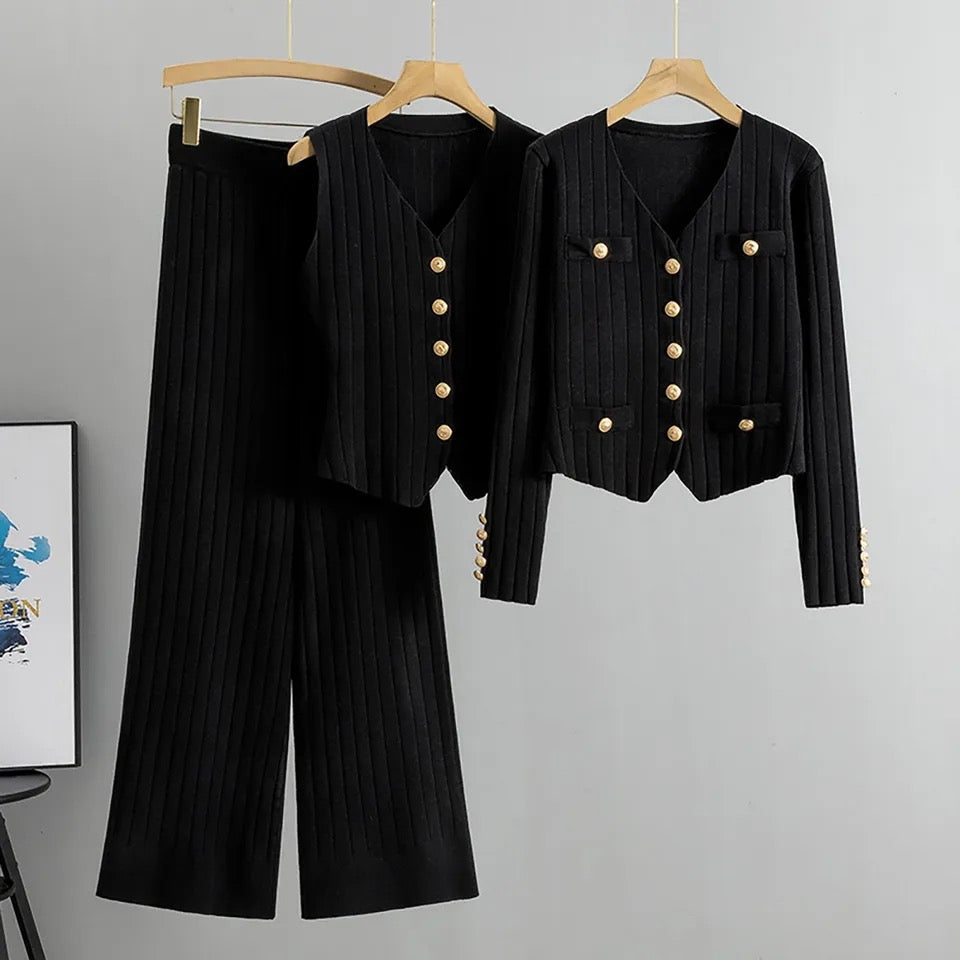 Delora Luxe Winter 3 Pc Coord Set In Brown