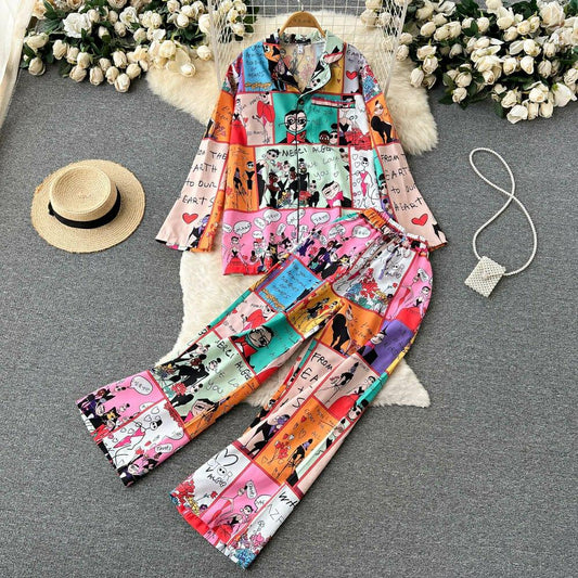 Cartoon Abstract Coord Set In Multicolor