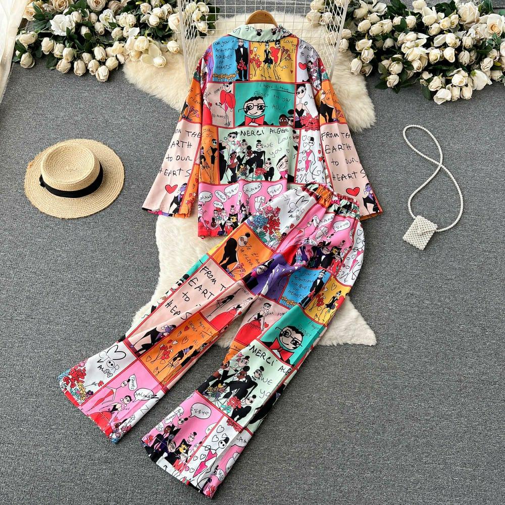 Cartoon Abstract Coord Set In Multicolor
