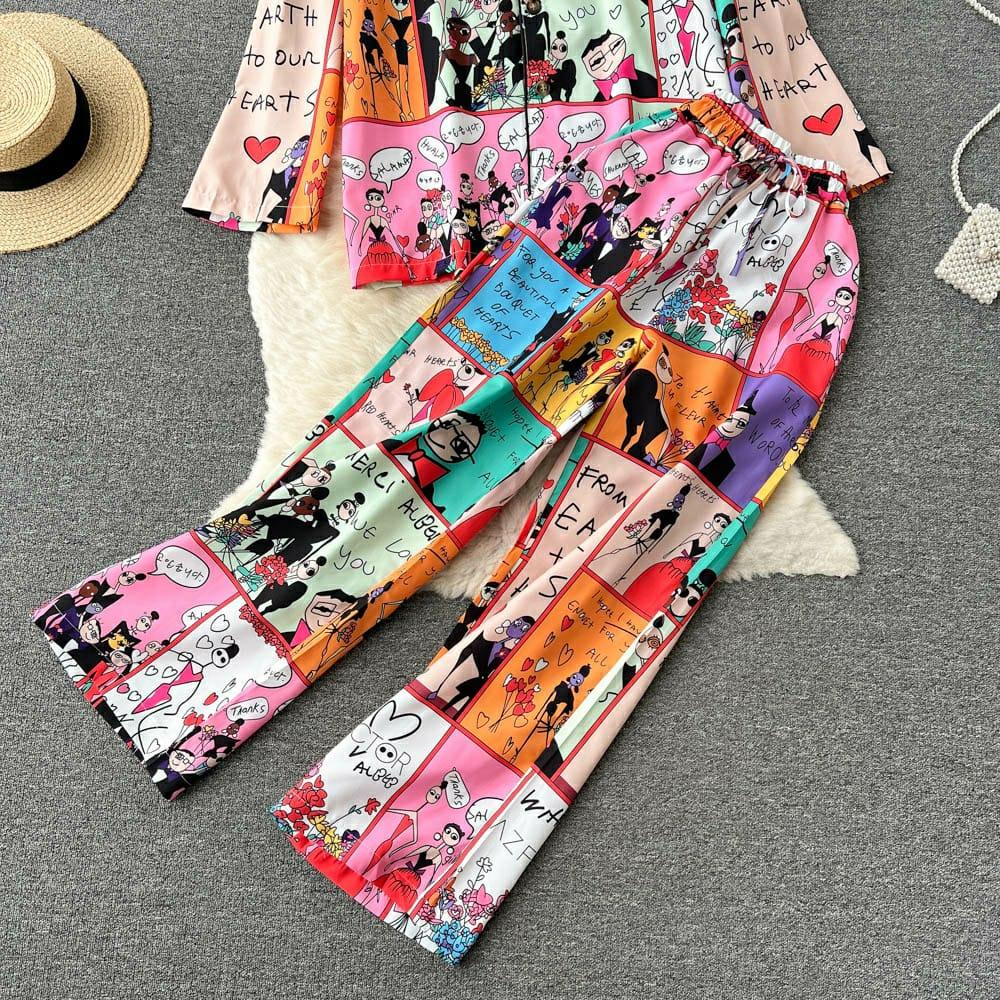 Cartoon Abstract Coord Set In Multicolor