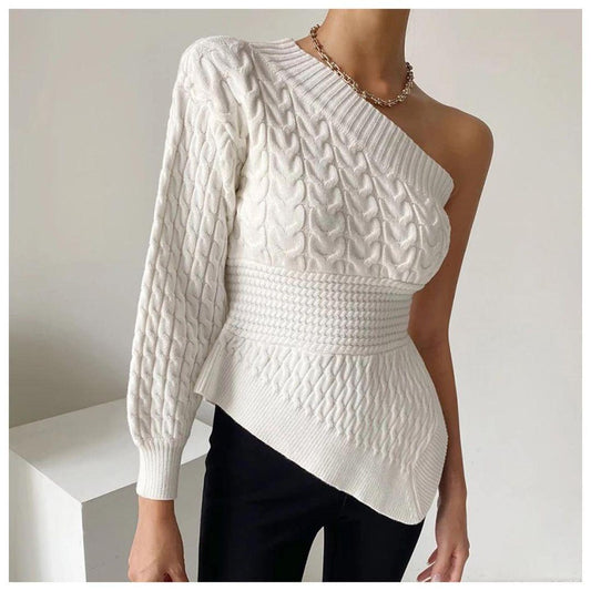 Clepa One shoulder sweater In White
